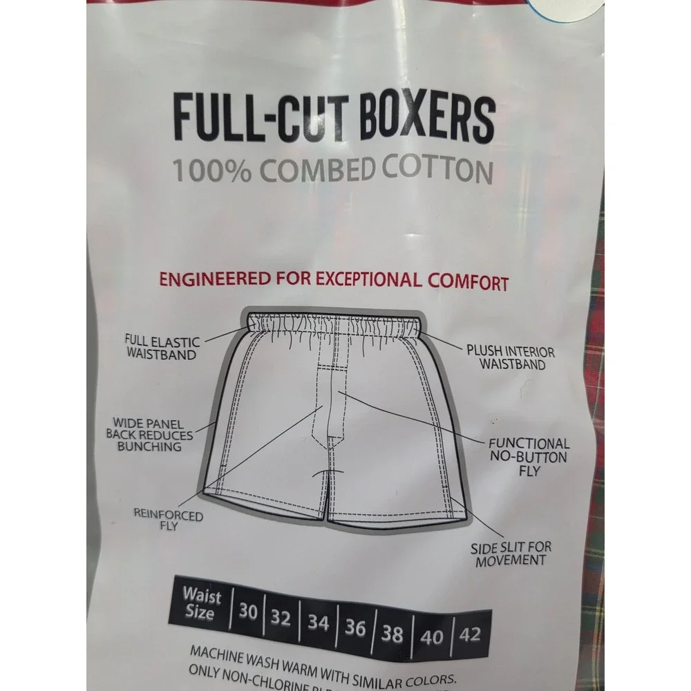 Roundtree & Yorke Full Cut Boxers 2-pk Premium Men's Underwear 40 Plaid $28 NEW